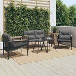 vidaXL Ensemble de meubles de balcon avec coussins 5 Pièces noir acier