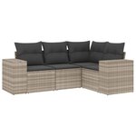 vidaXL Salon de jardin 4 Pièces avec coussins gris clair résine tressée