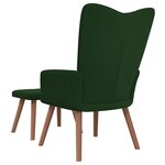 vidaXL Chaise de relaxation avec repose-pied Vert foncé Velours