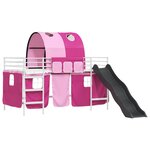 vidaXL Lit mezzanine pour enfants Blanc et rose 90 x 200 cm Métал