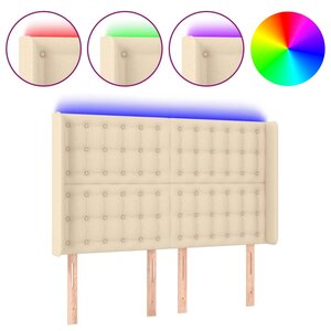 vidaXL Tête de lit à LED Crème 147x16x118/128 cm Tissu