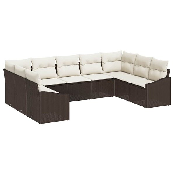 vidaXL Ensemble de salle à manger pour jardin 9 Pièces Marron  Crème