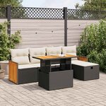 vidaXL Salon de jardin 6 Pièces avec coussins noir résine tressée