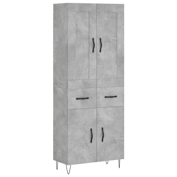 vidaXL Buffet haut Gris béton 69 5x34x180 cm Bois d'ingénierie