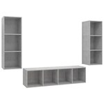 vidaXL Ensemble de meuble TV 3 Pièces Gris béton Bois d'ingénierie