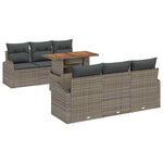vidaXL Ensemble de canapé de jardin 7 Pièces Gris Poly rotin