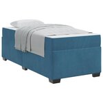 vidaXL Cadre de lit avec matelas Bleu foncé 90 x 190 cm tissu