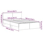 vidaXL Cadre de lit avec tête de lit Bois Ancien 120 x 190 cm