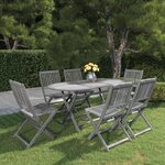 vidaXL Ensemble à manger de jardin 7 Pièces Bois d'acacia massif Gris
