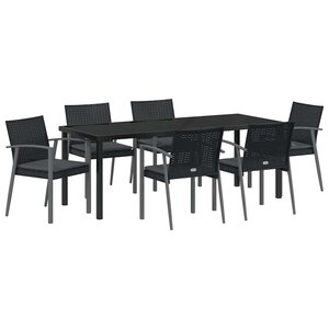 vidaXL Ensemble de salle à manger pour jardin 7 Pièces Noir et gris