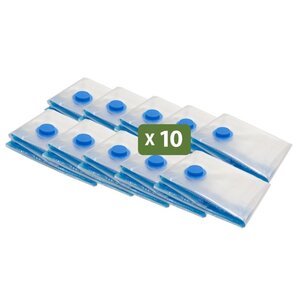 Pack and Move - Lot 10 Housses Rangement Sous Vide - Taille S 50 x 70 cm - Sac de Compression - Vêtements Pull Hiver - Petit Format - Fermeture Zip