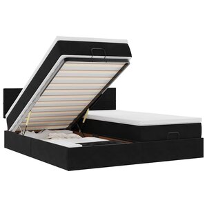 VidaXL Cadre de lit ottoman avec matelas noir 160x200 cm velours