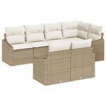 vidaXL Ensemble de Canapés avec coussin 7 Pièces Beige polyrotin
