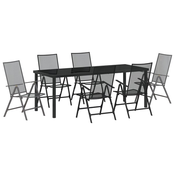 vidaXL Set de 7 Chaises de Salle à Manger Anthracite Acier