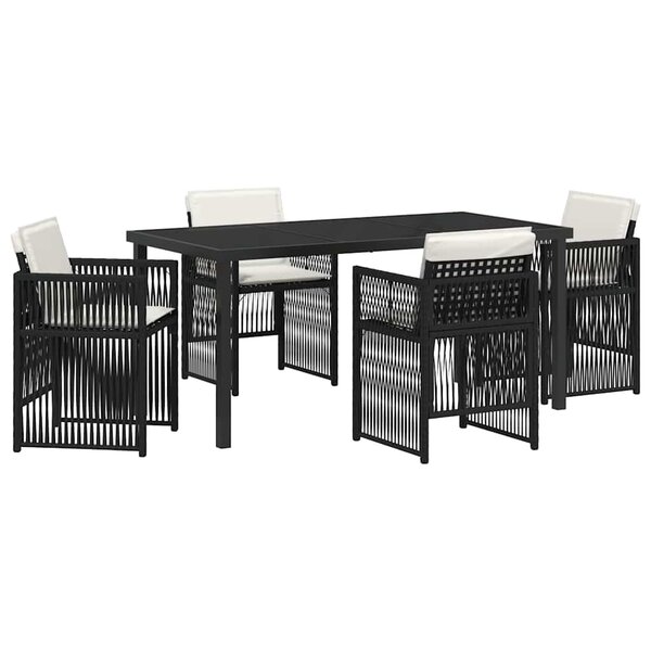vidaXL Ensemble de salle à manger pour jardin 5 Pièces Noir Poly rotin