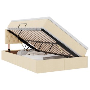 vidaXL Lit de rangement LED avec matelas Crème 120 x 200 cm Tissu