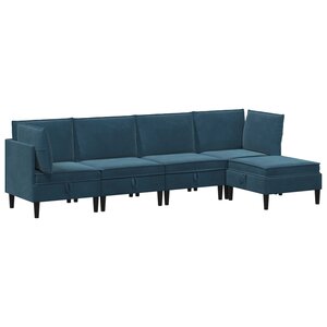 vidaXL Ensemble de meubles pour le salon 5 Pièces Bleu Velours
