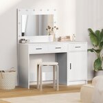 Ensemble de table de maquillage 2 pièces avec LED en bois d'ingénierie blanc