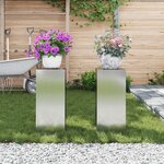 vidaXL Supports de Plantes Extérieurs Pilier 2 Pièces 24x24x55 cm Acier Galvanisé