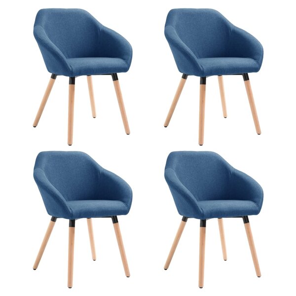 vidaXL Chaises à manger lot de 4 bleu tissu