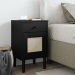 vidaXL Table de chevet SENJA aspect de rotin noir bois de pin massif