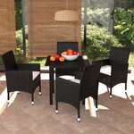 vidaXL Ensemble à dîner de jardin avec coussins 5 Pièces poly rotin noir