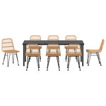 vidaXL Ensemble de salle à manger de jardin de 9 pièces Brun Poly Rattan