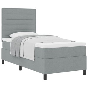 vidaXL Lit à ressorts avec matelas Gris clair 90 x 190 cm tissu