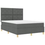 vidaXL Lit Box Spring avec Matelas Gris foncé 140x200 cm Tissu