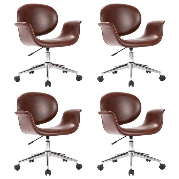vidaXL Chaises pivotantes à manger lot de 4 marron similicuir