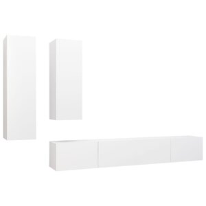vidaXL Ensemble de meuble TV 4 Pièces Blanc Bois d'ingénierie