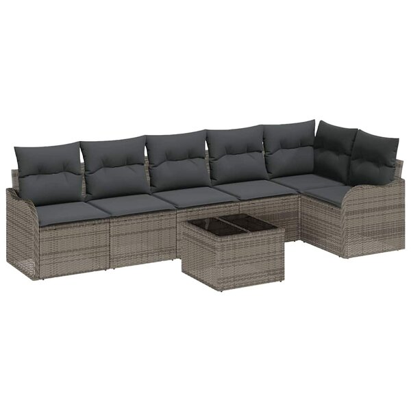 vidaXL Ensemble de canapé de jardin 6 pièces avec coussins en poly rotin noir