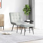 vidaXL Chaise de relaxation avec tabouret Gris clair Velours
