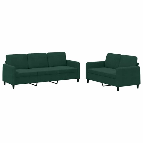 vidaXL Ensemble de canapés 2 Pièces vert foncé velours