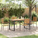 vidaXL Ensemble de salle à manger pour jardin 5 Pièces Gris et Bois