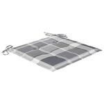 vidaXL Chaises de jardin lot de 2 avec coussins à carreaux gris Teck