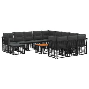 vidaXL Ensemble de canapés d'extérieur 13 Pièces Noir et Gris foncé