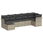 vidaXL Salon de jardin avec coussins 7 Pièces gris clair résine tressée