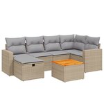 vidaXL Salon de jardin avec coussins 7Pièces mélange beige résine tressée
