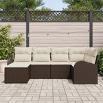 Ensemble de 6 pièces de canapé de jardin vidaXL avec coussins en poly rotin marron