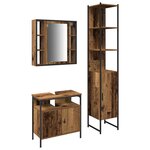 vidaXL Meuble sous lavabo avec lavabo intégré en bois vieilli en bois d'ingénierie