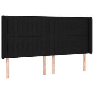 vidaXL Tête de lit avec oreilles Noir 183x16x118/128 cm Tissu