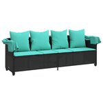 vidaXL Chaise longue avec auvent et coussins noir résine tressée