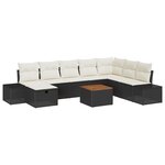 vidaXL Ensemble de canapé de jardin 9 pièces avec coussins Noir Poly Rattan