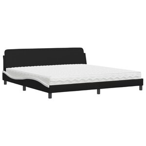 vidaXL Lit avec matelas Dover noir et blanc 200x200 cm similicuir