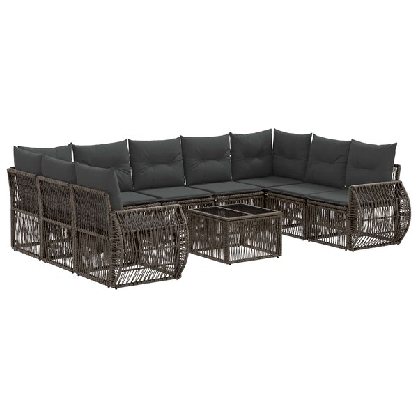 vidaXL Ensemble de canapé de jardin 10 Pièces Gris et Gris foncé