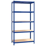 vidaXL Étagères à 5 niveaux 2Pièces Bleu Acier et bois d'ingénierie