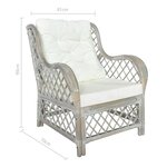 vidaXL Canapé avec coussin Gris Rotin naturel et lin