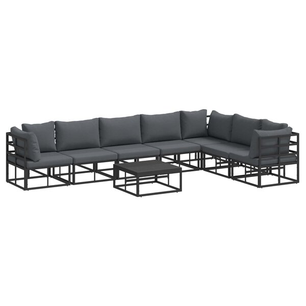 vidaXL Ensemble de canapé de jardin 8 pc Noir Aluminium
