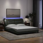 vidaXL Cadre de lit avec LED sans matelas gris foncé 160x200 cm tissu